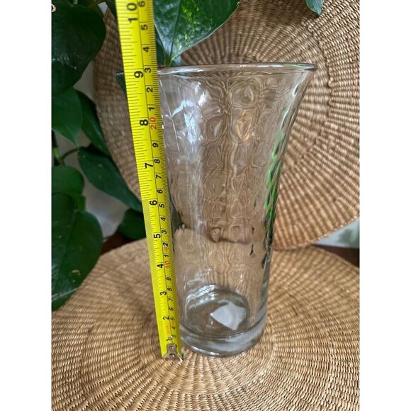 Textured Clear Glass Vase – 9” Tall, Flared Rim - Picture 5 of 11